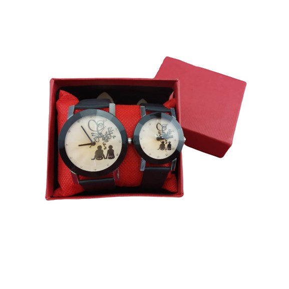 1 Pasang ROMANTIC KHAKI Jam Tangan Couple Korean Style Fashion Watch Cowo Cewe Kulit Pasangan