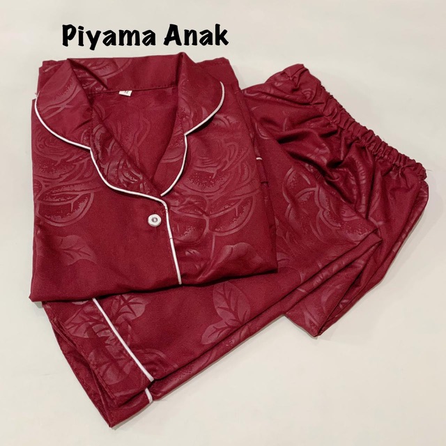 Piyama EMBOSS MAROON bisa couple mom kids and family