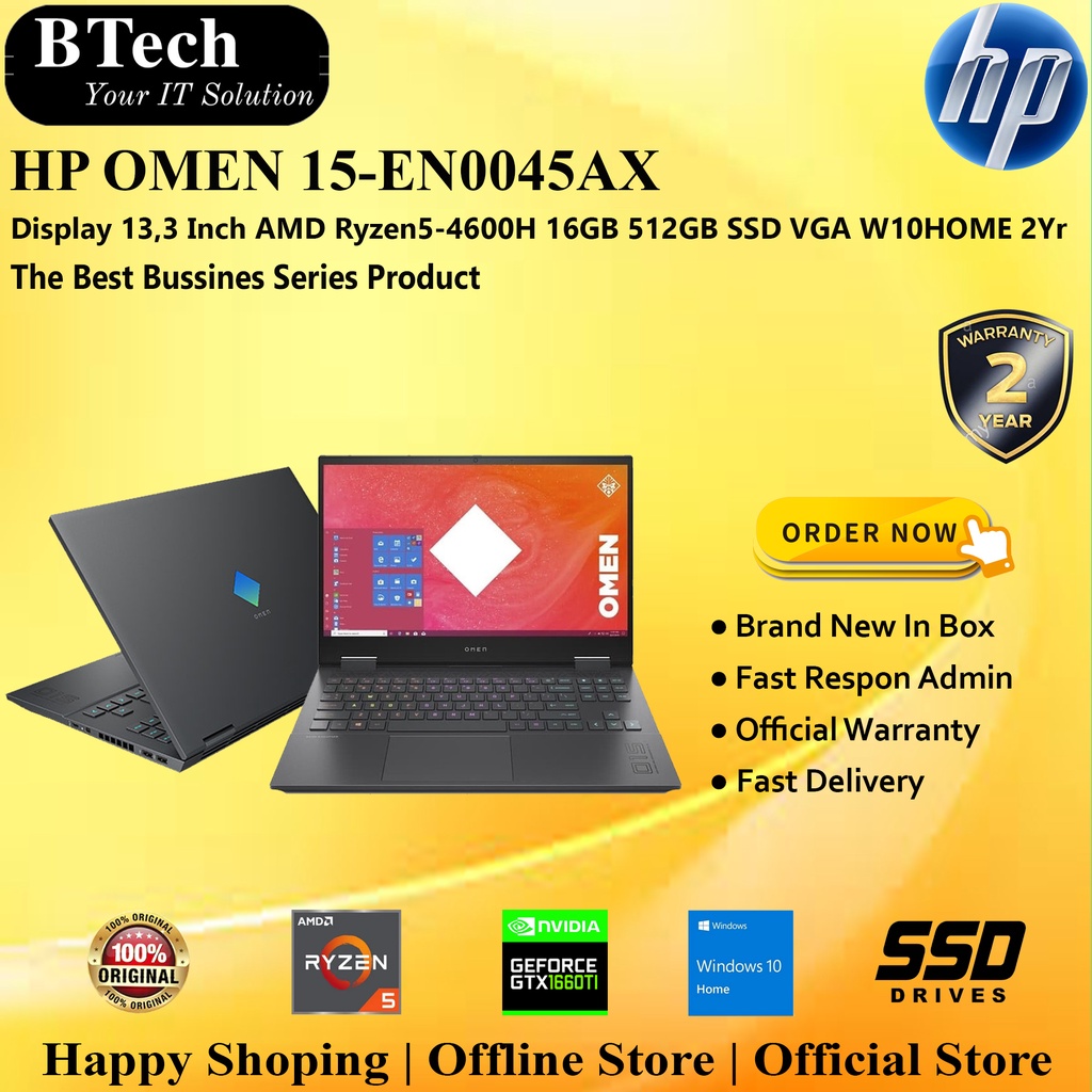 HP OMEN 15-EN0045AX AMD Ryzen5-4600H 16GB/512GB SSD/VGA/W10HOME/2Yr