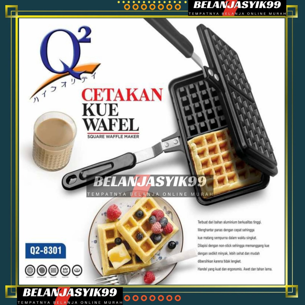 CETAKAN KUE WAFEL KOTAK / CETAKAN KUE WAFFLE KOTAK / CETAKAN CROFFLE WAFFLE MAKER Q2-8301/ CETAKAN SQAURE WAFFLE MAKER / CROFFLE WAFLE MAKER KOTAK Q2-8301 / Q2 8301