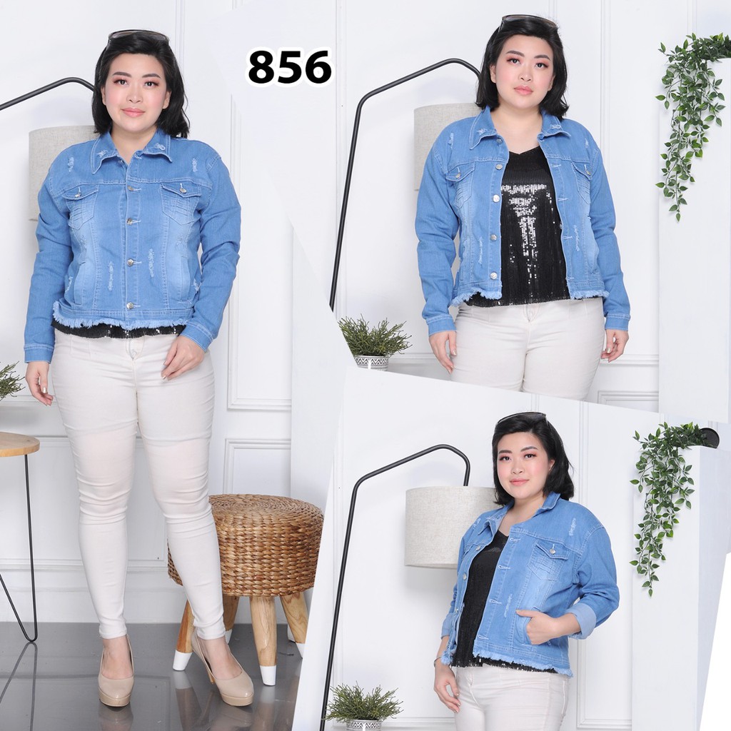 MC girl - Jaket Jeans Sobek Rawis Wanita / Jacket Jeans Ripped Rumbai / Jaket Denim Koyak Cewek