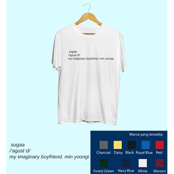 KAOS DISTRO CUSTOM COTTON COMBED SUGA WIKIPEDIA TULISAN DEPAN KOREA KPOP