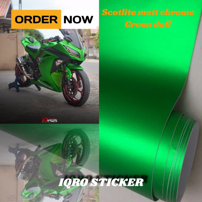 Stiker skotlet metalik krom hijau doff stiker scotlite motor mett krom doff hijau sekotlet motor