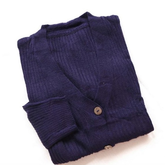 CARDIGAN RAJUT WANITA || KARDIGAN BASIC POLOS CEWEK CROP CARDY WILLY PREMIUM || OUTER KNITTED CARDI-Navy