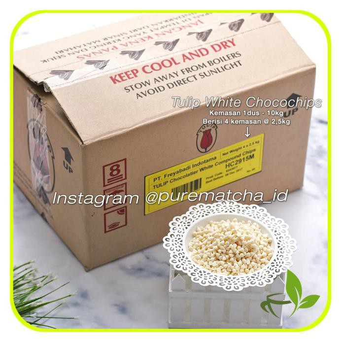 

COMPOUND WHITE CHOCOLATE CHIPS TULIP COKELAT CHIP PUTIH WHITE 500 GR