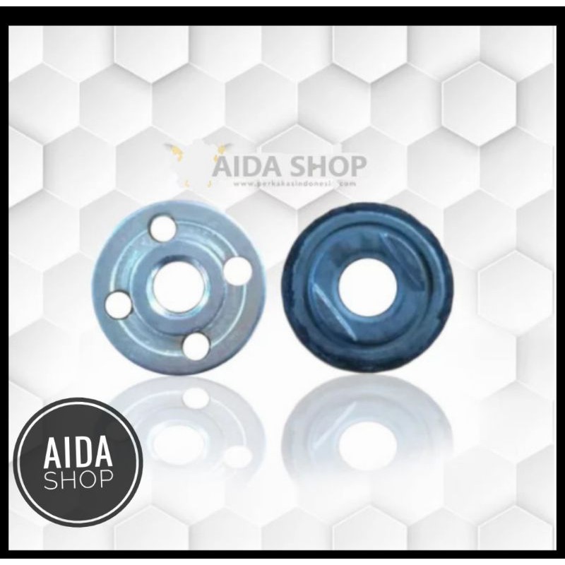 Lock Nut Pengunci Mata Gerinda 4" Set Atas Bawah Mur Baut Kunci Gerinda Serkel Locknut Ring