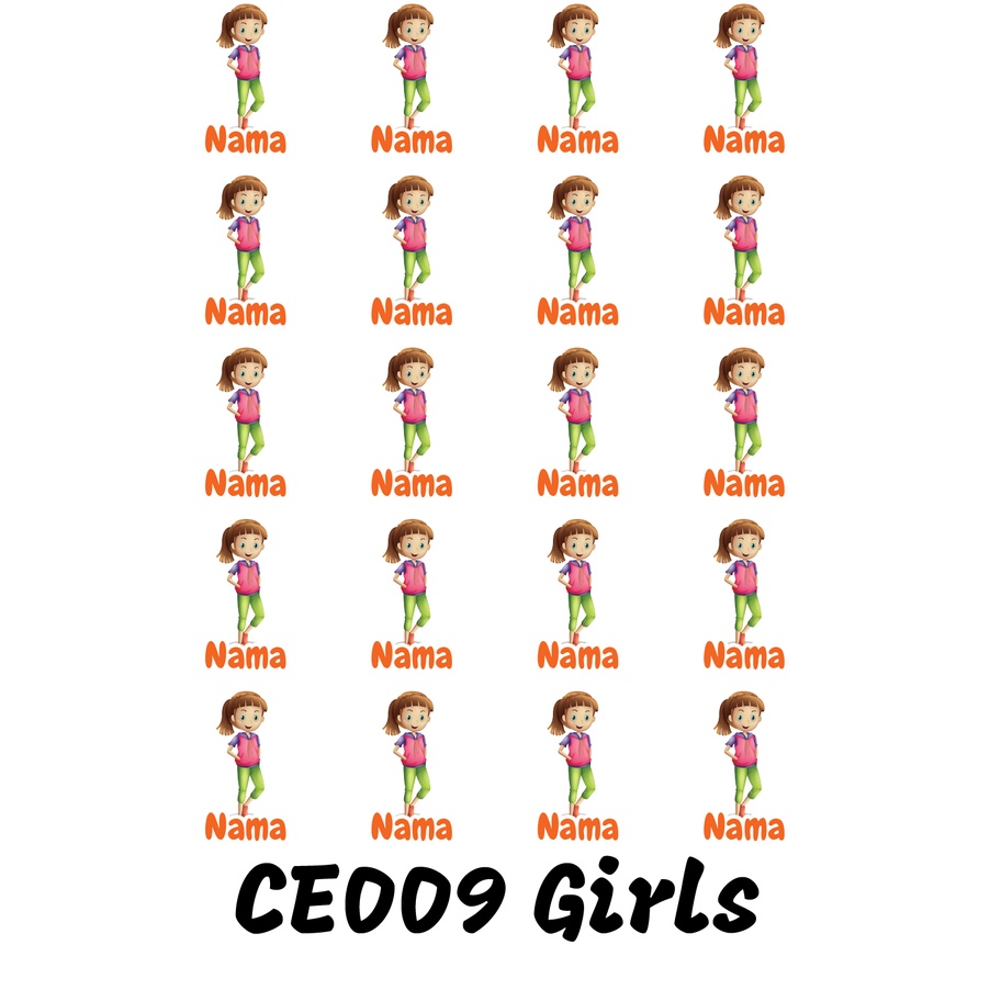 

Sticker Nama Cutting Label Waterproof Tahan Air Girls Sport 09 (CE009)