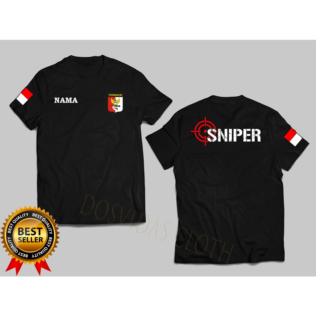 Kaos/Baju/T-Shirt Murah PERBAKIN SNIPER Lengan Pendek Gratis Sablon Nama