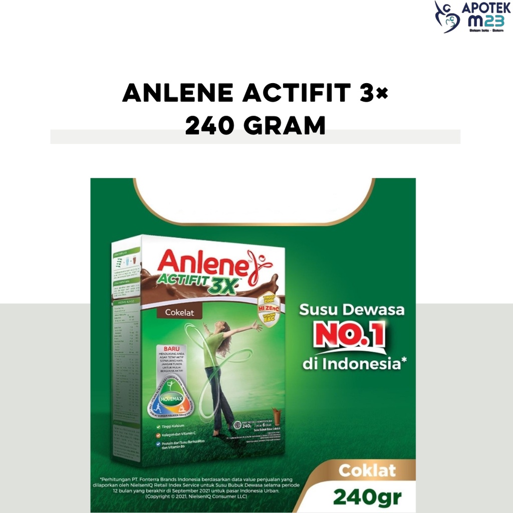 

Anlene Actifit 3X Susu Bubuk Cokelat 240g - Nutrisi Tulang, Sendi, dan Otot