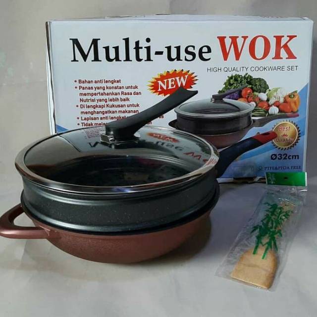 Omicko Multi Use Wok Ceramic Marble Cookware 32Cm