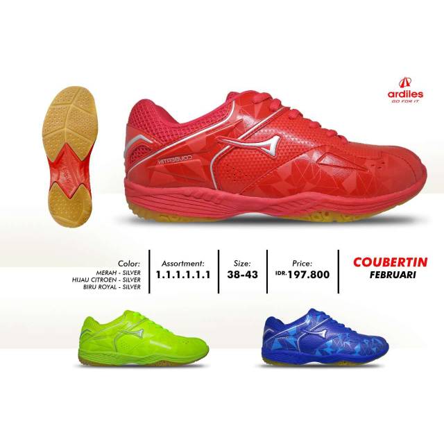 Sepatu Badminton ORIGINAL Ardiles Coubertin 38-43