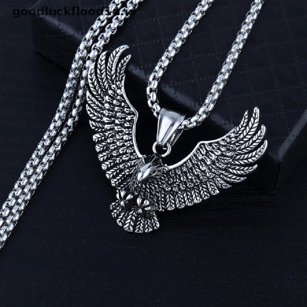 [OOID] Mens Stainless Steel Vintage Flying Eagle Pendant Necklace Spiritual Jewelry ID