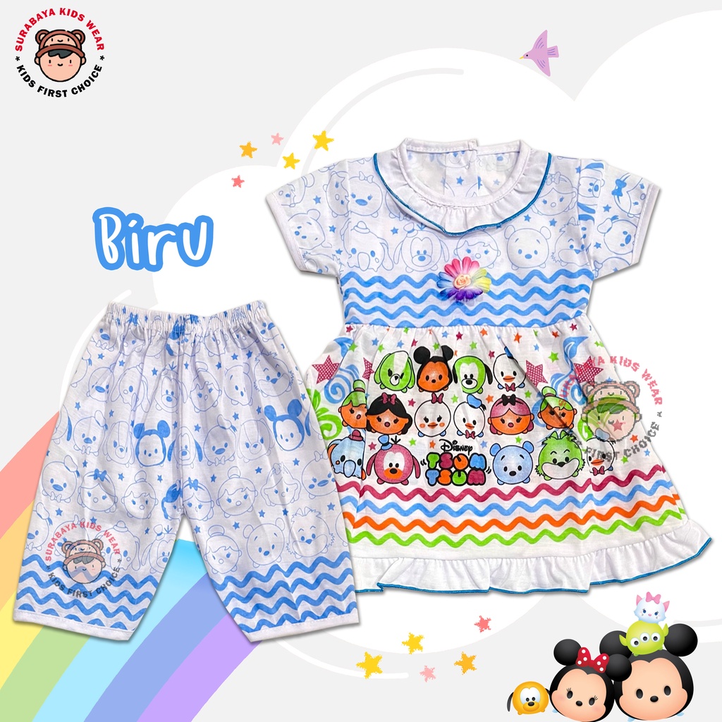 Setelan Kaos Anak Perempuan Motif Tsum - Tsum