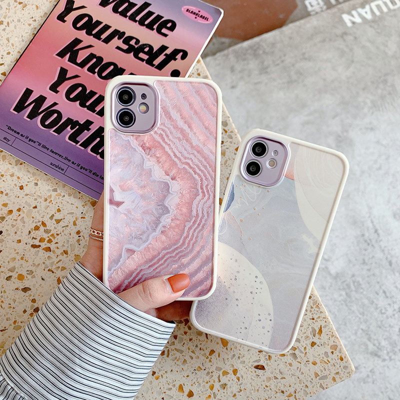 Soft Case Pelindung Motif Marmer Pink Dapat Dilepas Untuk Iphone 12 Pro Max 11 Pro Max 7 8 Plus X Xr Xs Max Se2020