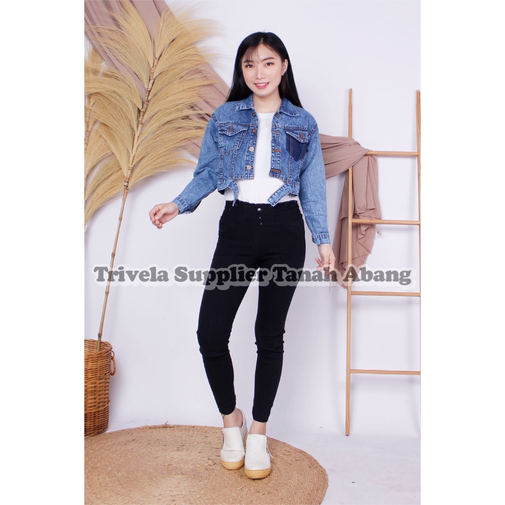 JACKET JEANS CROP ARIELLA - JAKET JEANS CROP WANITA