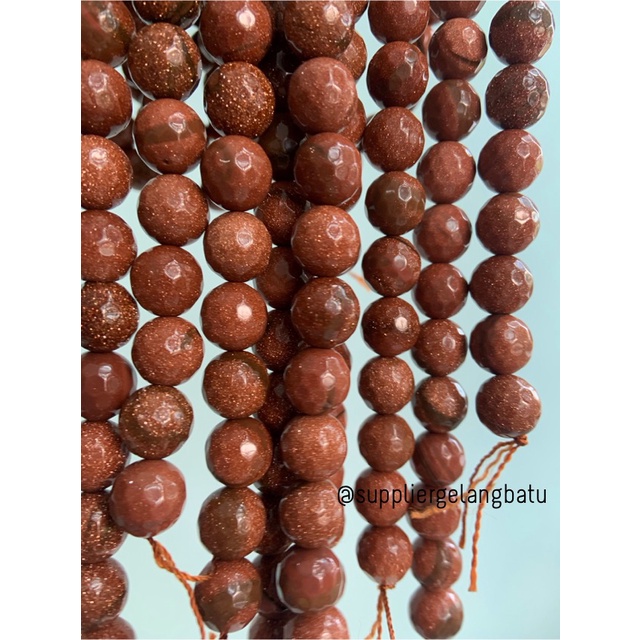 batu alam pasir mas coklat FACETED 12mm brown sand stone cutting