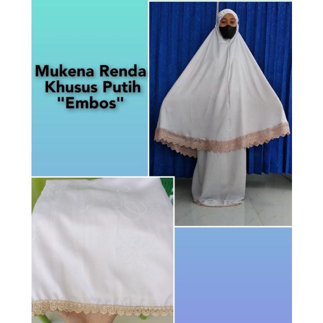 mukena polos renda putih/mukena lebaran/mukena kekinian