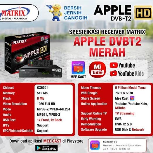 Set Top Box TV digital MATRIX APPLE Merah STB MATRIX DVB T2 otron1c5 Ayo Beli