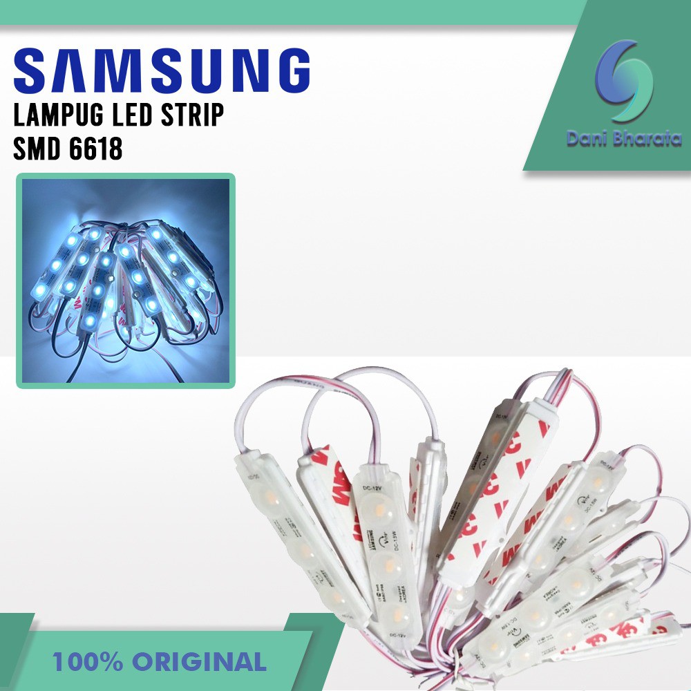 SAMSUNG Lampu LED Modul 6618 SMD 12v DC 3 Mata LED Modul Strip 3 Mata 1.5 Watt 12 Volt - PUTIH