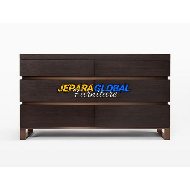 Nakas jati minimalis laci 6 kaki besi gold ( drawer jati,laci penyimpanan,nakas duco,nakas ukir)