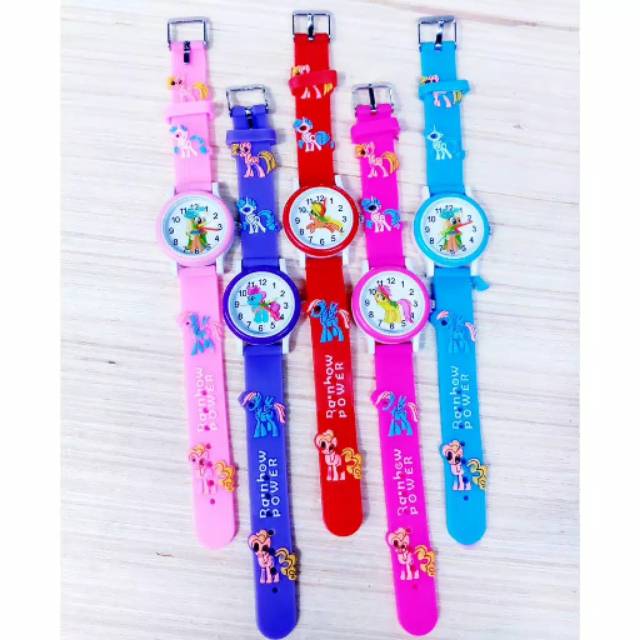 Dikirim Dari Jakarta)Jam Tangan Anak&quot; Timbul Kuda Pony Strap Karet Terima Cod) w