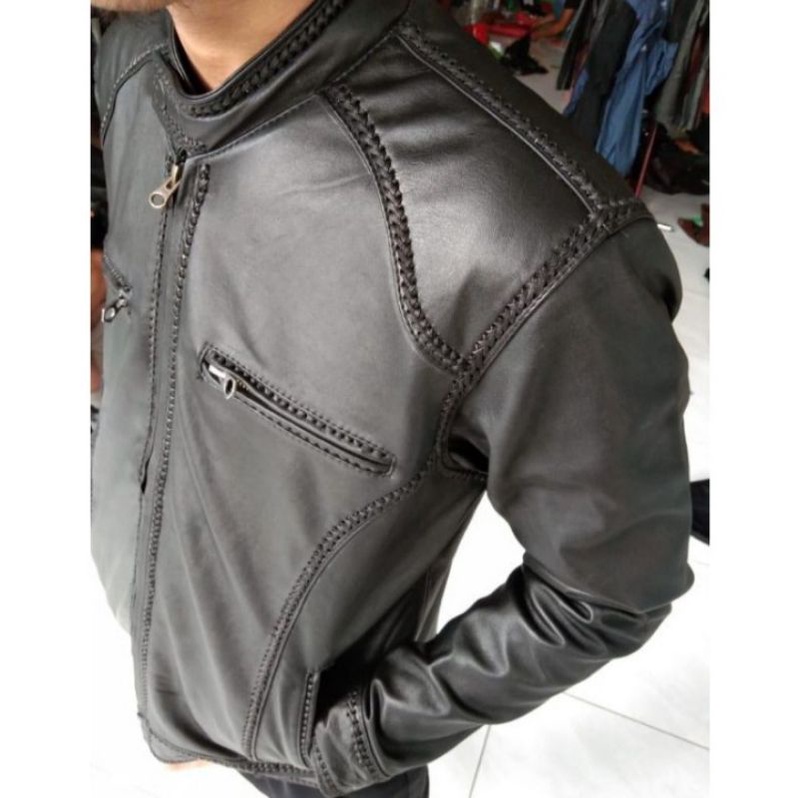 jaket kulit asli pria original 100%  (Sulam) #Terjangkau
