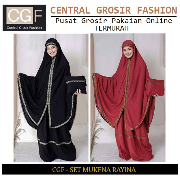 Set Mukena Rayina - Central Grosir Fashion (CGF) - Ukuran All Size - Matt Katun Rayon Mix Renda