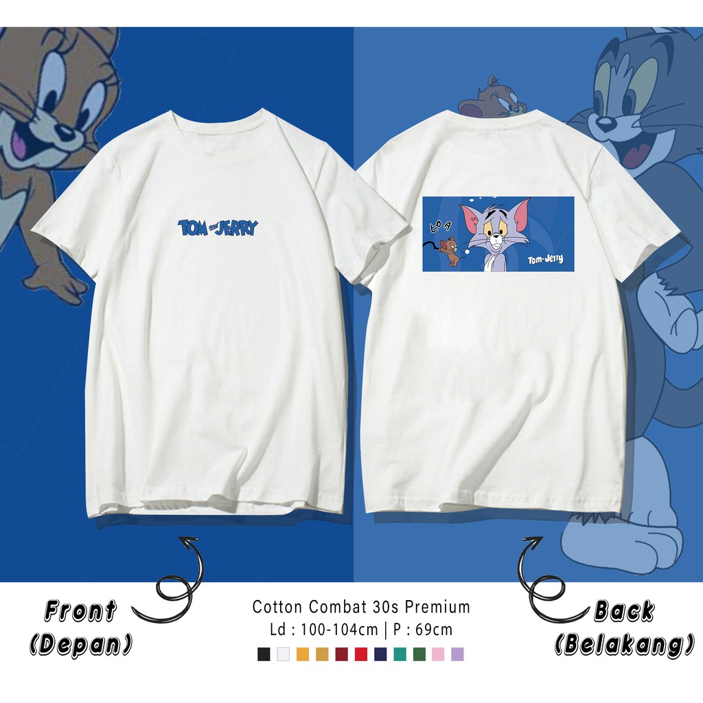 TIKUS DAN KUCING BLUE TERMURAH BAJU KAOS KATUN WANITA/ PRIA UNISEX LENGAN PENDEK / TUMBLR TEE