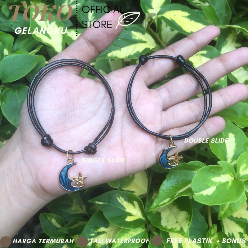 Gelang Karakter ( Bulan Bintang ) / Gelang Viral Hits Kekinian / Gelang Tali Premium Waterproof Anti air / Cocok untuk couple sahabat dan pacar