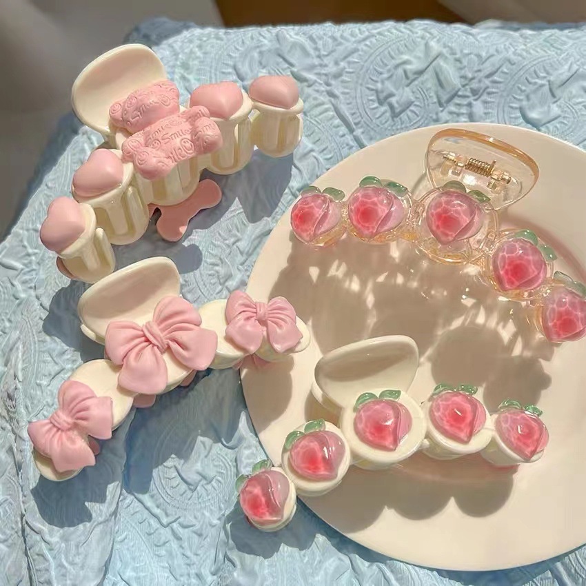 Jepit Rambut Bentuk Pita Besar Warna Pink Transparan Gaya Korea Untuk Musim Semi