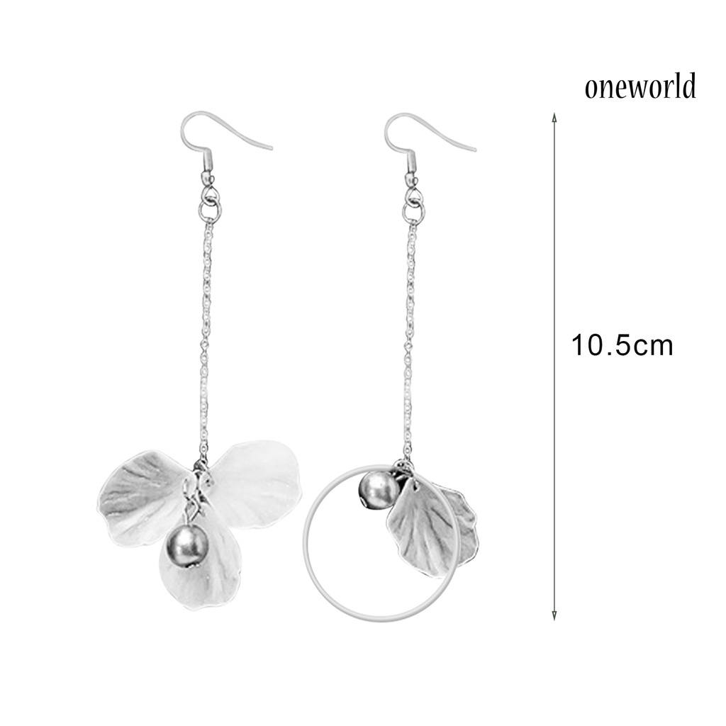 OW@ 1 Pair Women Flower Petal Bell Shape Hook Dangle Earrings for Wedding Party