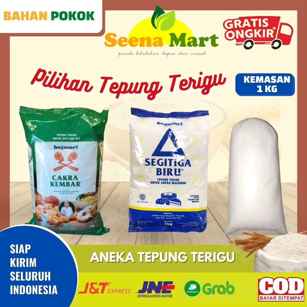 

Tepung Terigu Terigu Segitiga Biru 1 kg Bogasari Kiloan Cakra Kembar Terigu Curah Tepung Kue Baking