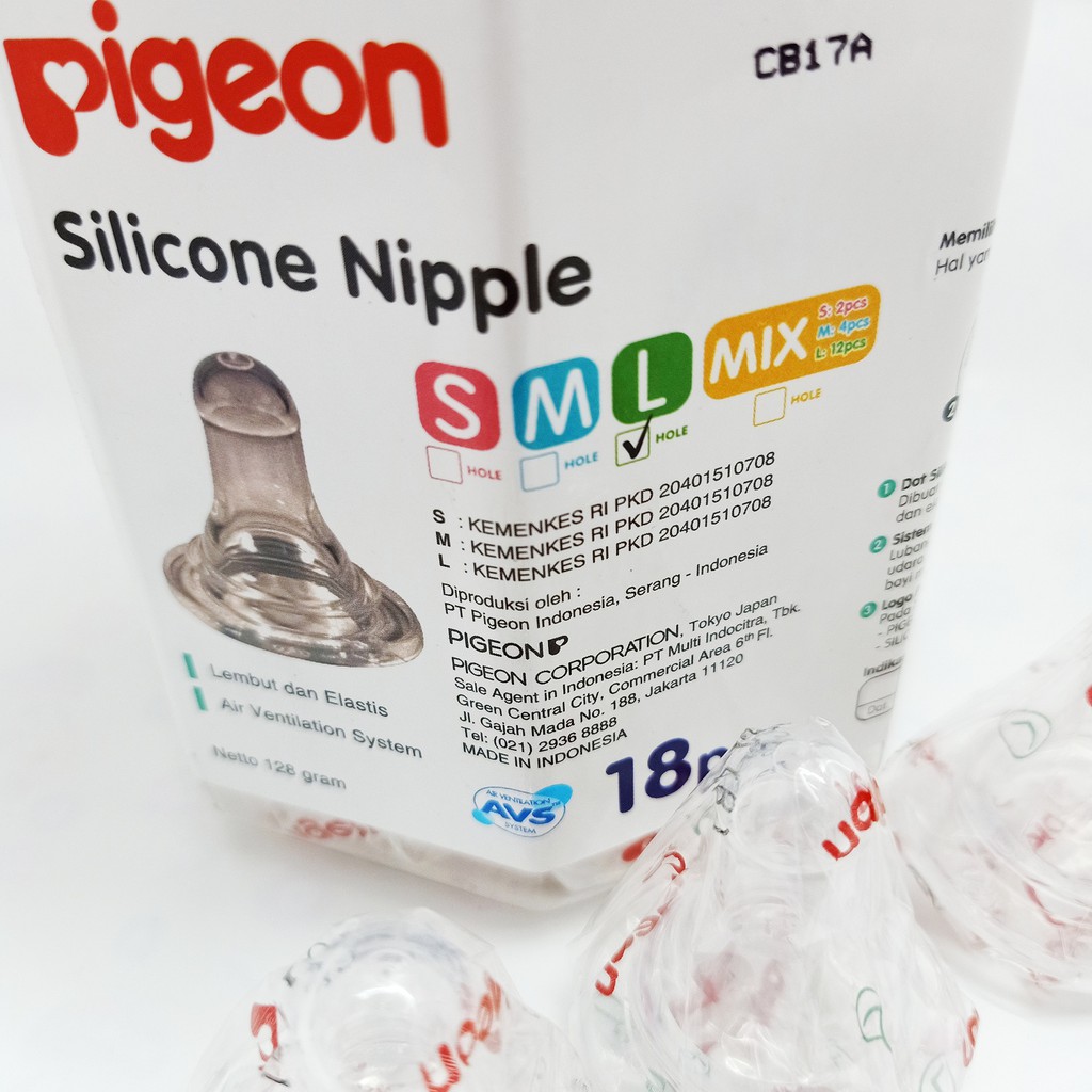 Pigeon Sillicone Nipple Baby Unisex Newborn/Nipple Pigeon S M L/Dot Empeng Bayi Pigeon Elastis/AYB