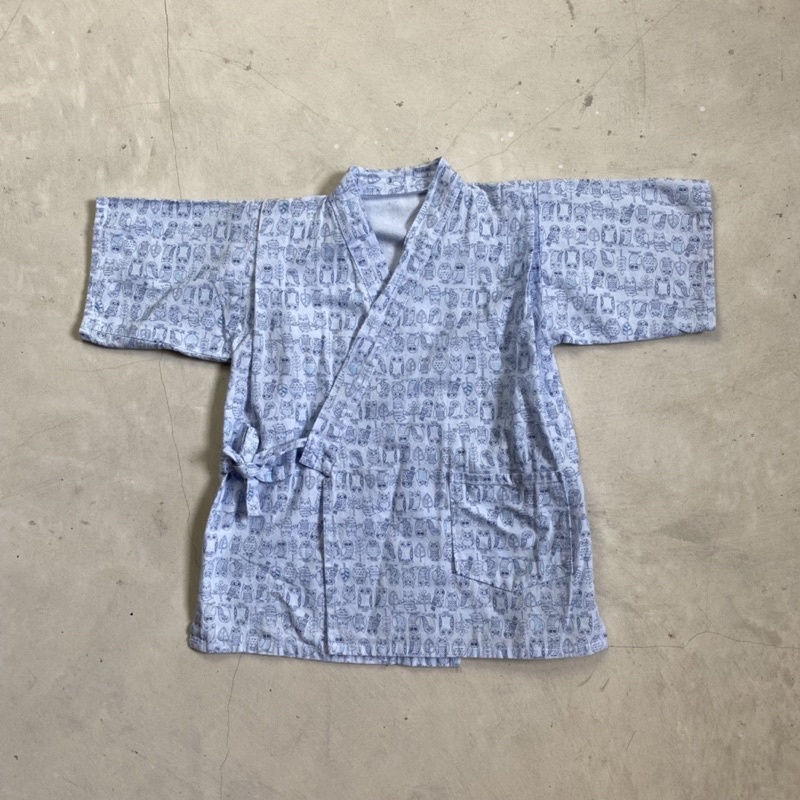 Kimono Outer Anak Biru Langit motif burung hantu