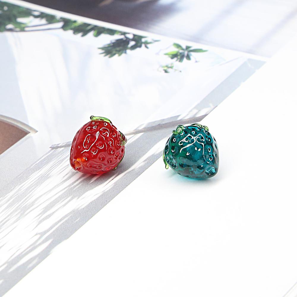 1 pcs 15X13 Mm Strawberry Berwarna Glasir Manik-manik Kristal AB Multicolor Spacer Manik-manik Kaca untuk Membuat Perhiasan DIY Buatan Tangan Gelang