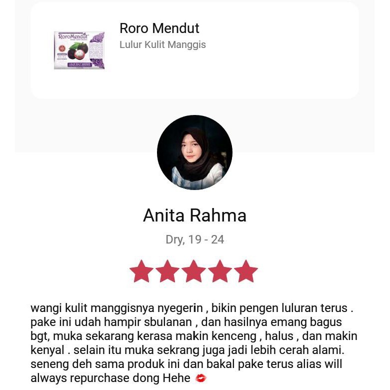 Roro Mendut Masker Kulit Manggis Anti Aging / Keriput / Flek Hitam 20gr &amp; 40gr