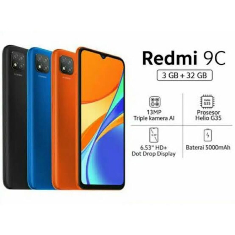 XIAOMI REDMI 9C RAM 4/64GB &amp; 3/32GB BARU GARANSI RESMI SE’INDONESIA