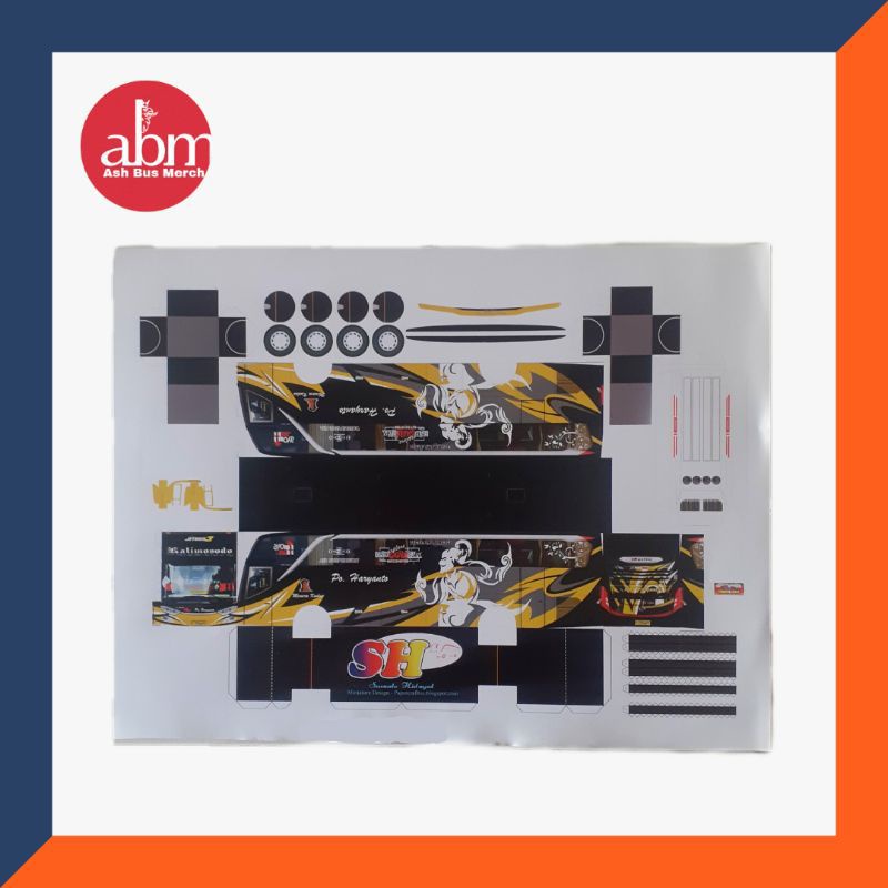 pola paper bus miniatur bus PO Haryanto Kalimosodo