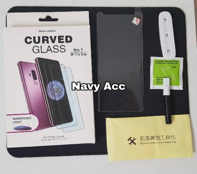 Tempered Glass UV Lamp Full Lem Samsung S8 - S8 Plus - S9 - S9 Plus - Note 8 - Note 9