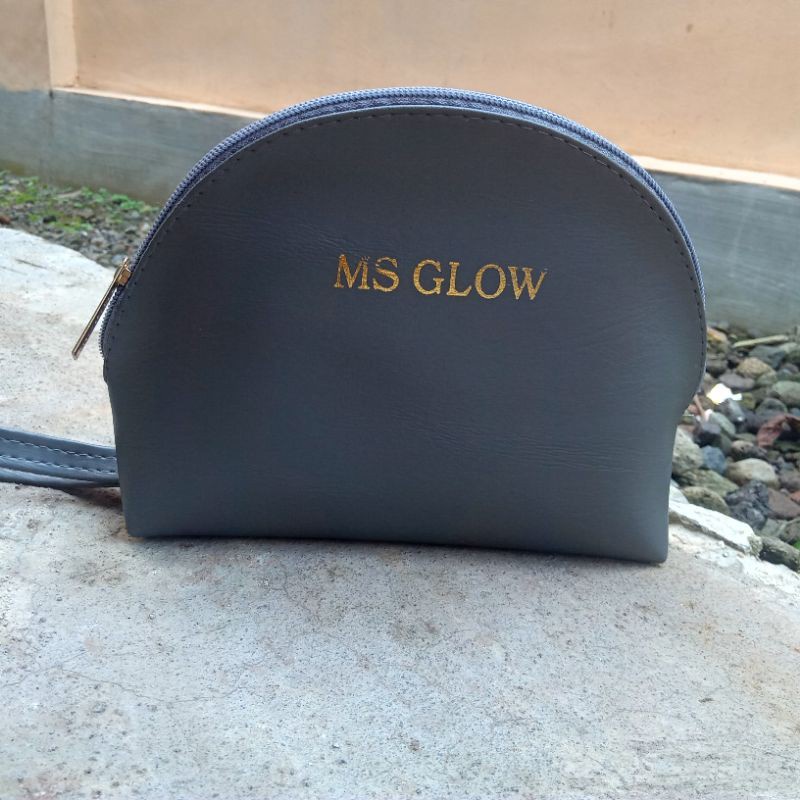 Pouch Ms Glow Abu-Abu &amp; Tote Bag / Tas Skincare / Pouch Ms Glow