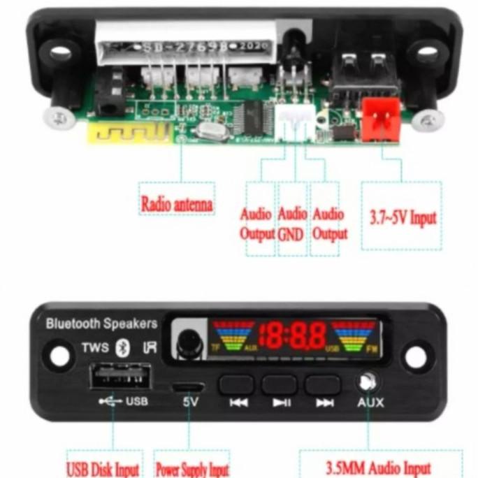 Modul Kit Mp3 Bluetooth 5.0 TWS True Wireless Stereo USB Micro 5V Aux terpercaya