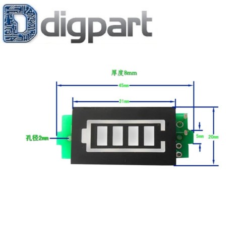 Indikator Kapasitas Baterai Lithium 12.6V 3S 3 Seri Biru Power Baterai