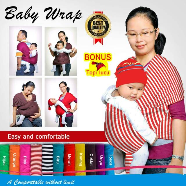 Gendongan baby wrap dita gendongan kain bayi bahan lembut dan adem gendongan kaos 2in1