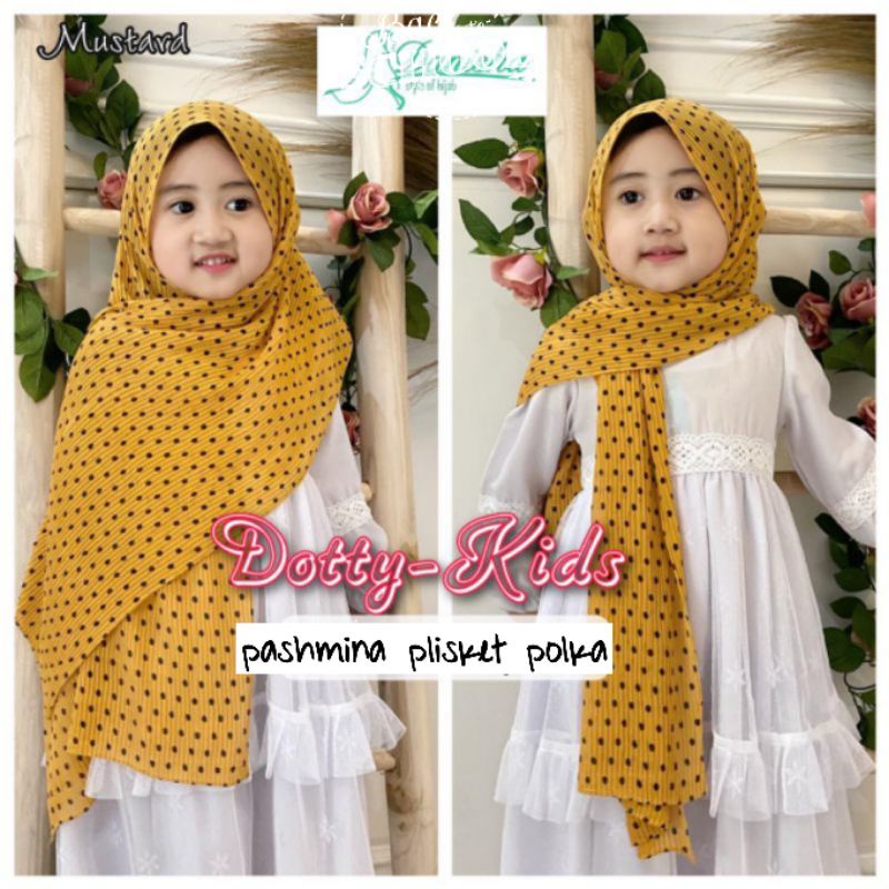 Pashmina Plisket polkadot Anak/Pashmina Anak 5-10 tahun/Pashmina Anak Polkadot/Pashmina ceruty