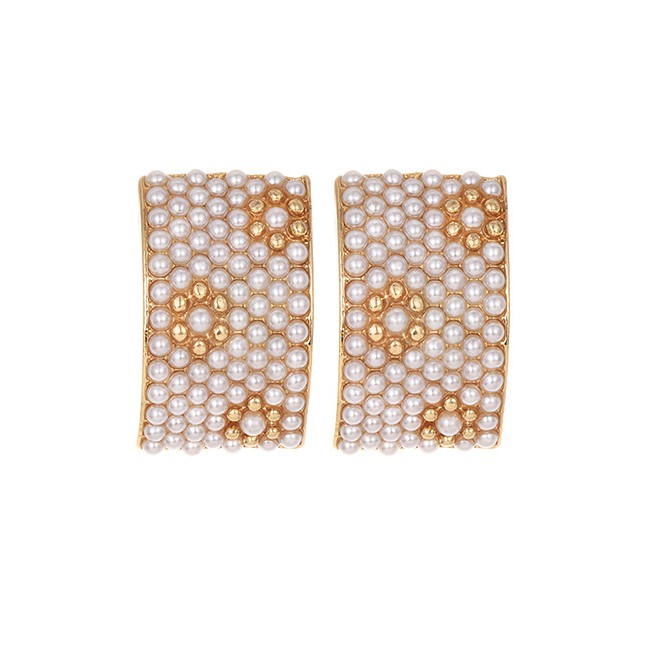 LRC Anting Tusuk Fashion Gold Alloy Pearl Earrings F76113