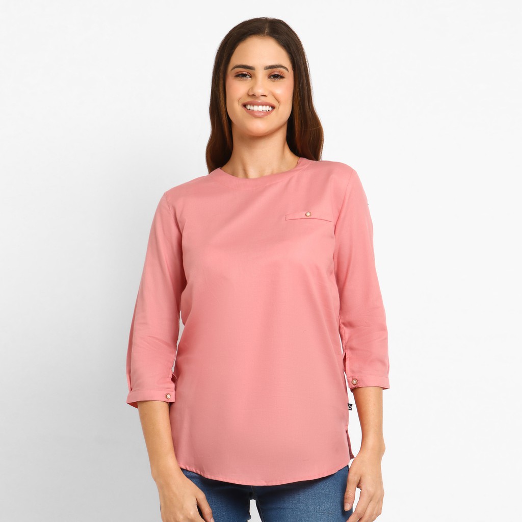 

C2 Kenzie Pink Basic Blouse