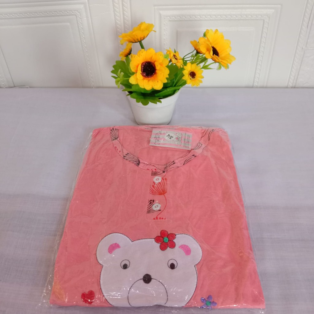 3/4 Standar Starlie - Setelan Termurah Baju Tidur Piyama Wanita Bahan Kaos 3/4 Standar L-XL Merk Starlie Baju Lengan Pendek Celana Pendek-5