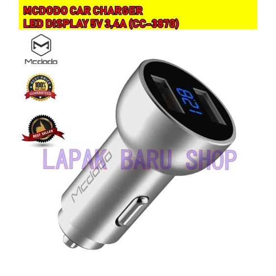 jual  Mcdodo Quick Charge Car Charger With LED 5V 3,4A Dual USB Ports - Hitam