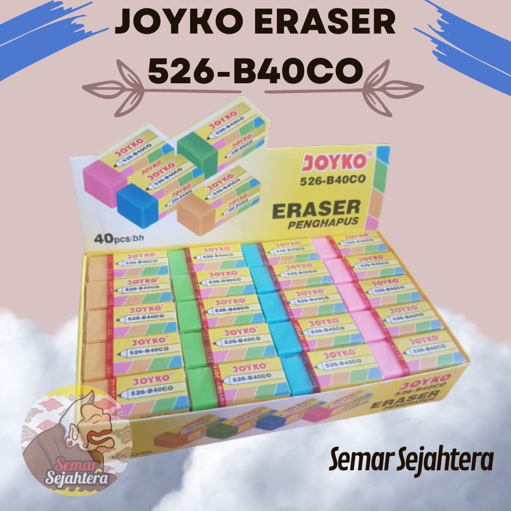 

[PCS] PENGHAPUS / ERASER JOYKO 526-B40CO KECIL WARNA*