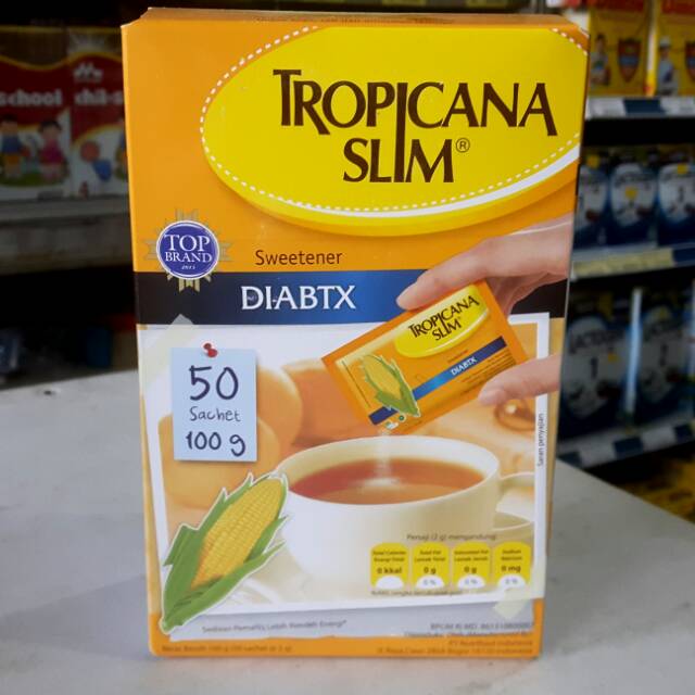 

TROPICANA SLIM Diabtx 50 Sachet @2gr Sweetener Gula Diabetic Box